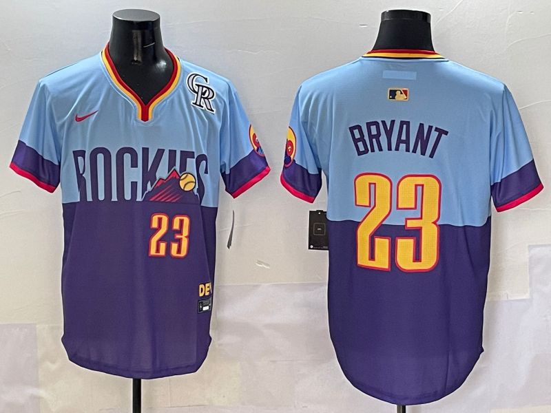 Men Colorado Rockies #23 Bryant Purple blue Joint Name 2025 Nike MLB Jersey style 5